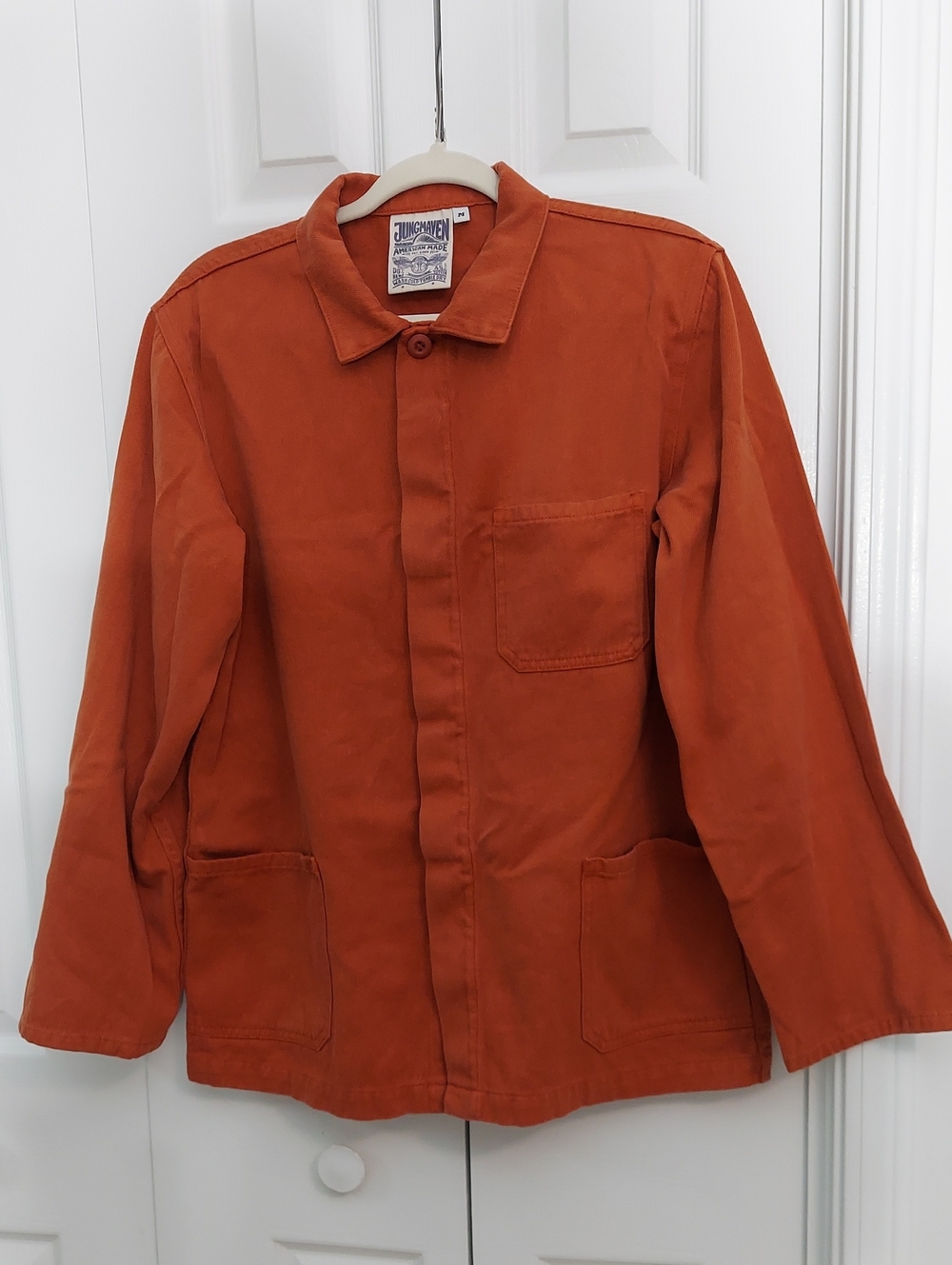 Jungmaven Jacket, Size M, Terracotta, Cotton Denim, Collar, Buttonfront